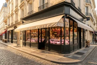 Façade d'une boucherie familiale de quartier à Paris
