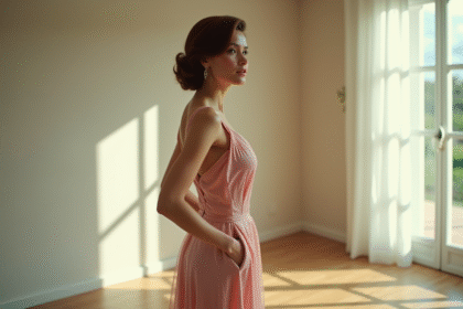 Femme élégante style Hollywood années 60 en studio