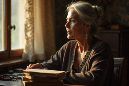 Femme élégante lisant près d'une fenêtre ensoleillée