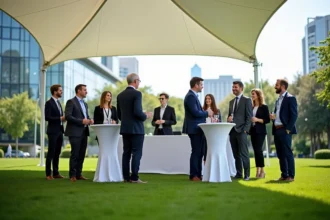 Barnum installé pour un événement professionnel en extérieur