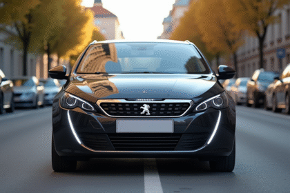 Peugeot 308 GT stationnée en ville en plein jour