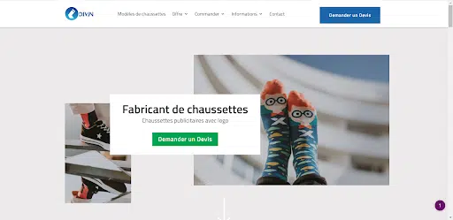 Site web avec des chaussettes personnalisées