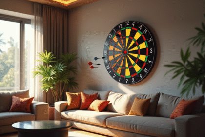 Dartboard électronique moderne dans un salon lumineux